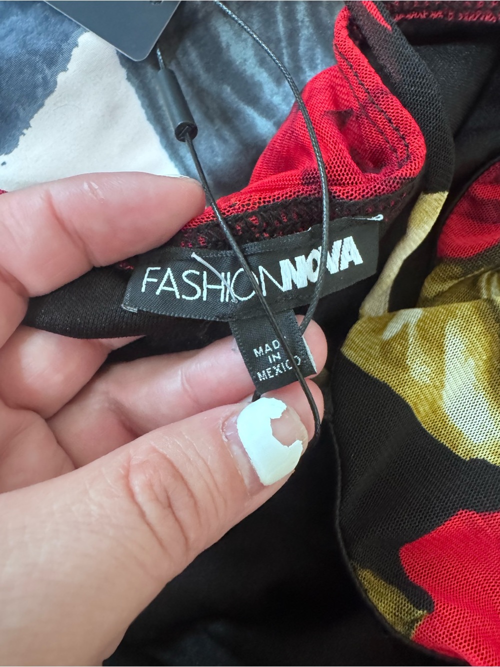 Fashion Nova Black Mini Dress with Bold Red Rose Print - Picture 8 of 9